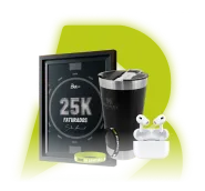 Imagem do prêmio contendo: AIR PODS PRO + COPO STANLEY + PULSEIRA 25K